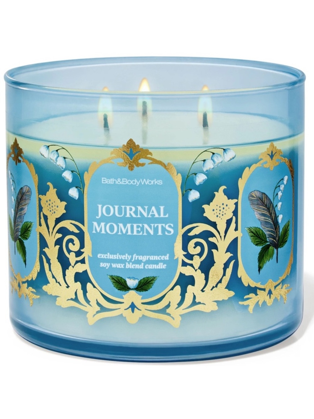 Bath & Body Works Journal Moments 3 Wick Candle With White Decorative Lid
